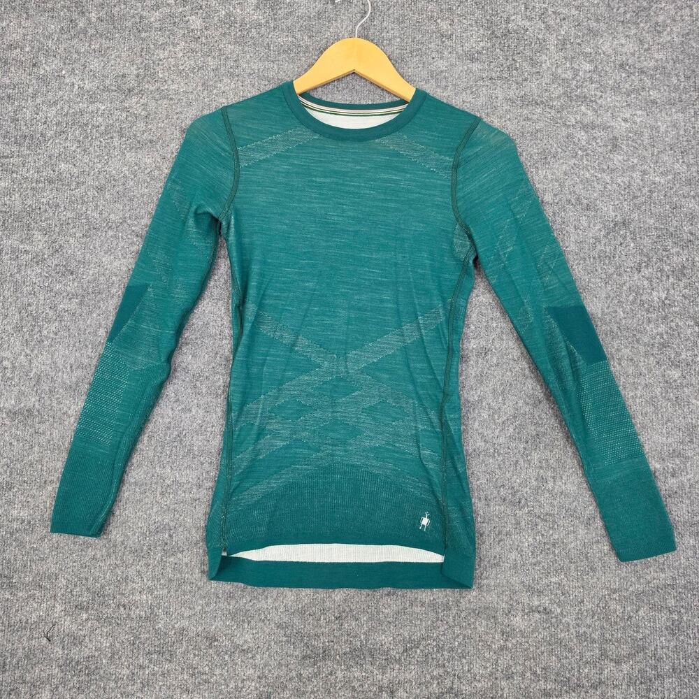 Smartwool Top Womens Small Intraknit Thermal Long Sleeve Base Layer Green Wool